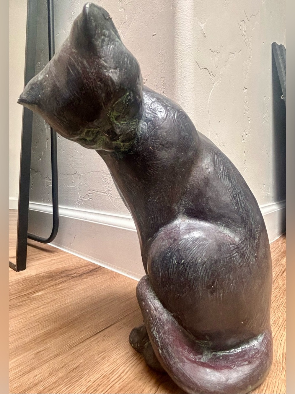 Vintage 1978 Austin Sculpture Heavy Bronze Patina Crouching Cat Statue